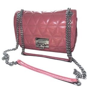 Michael Kors Vivianne Quilted Patent Leather Shoulder / Crossbody Bag in Tulip